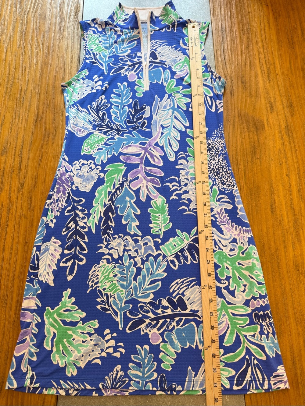 IBKUL Sleeveless Mock Neck 1/4 Zip Botanical Print Golf Dress UPF XS - Picture 6 of 9